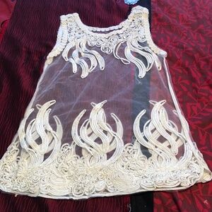 MissShop new with tags sleeveless, see through blouse with lace embellishments